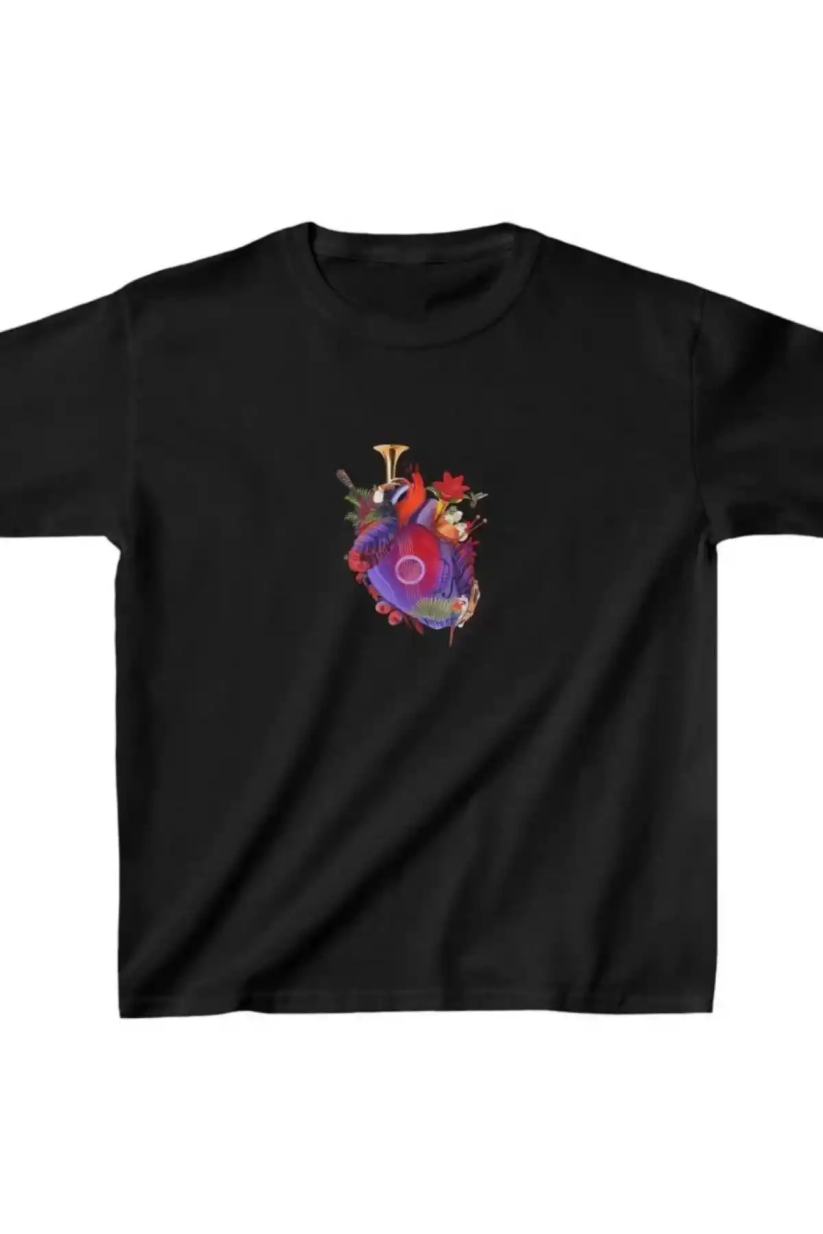 Unisex Çocuk Baskılı T-Shirt - Siyah