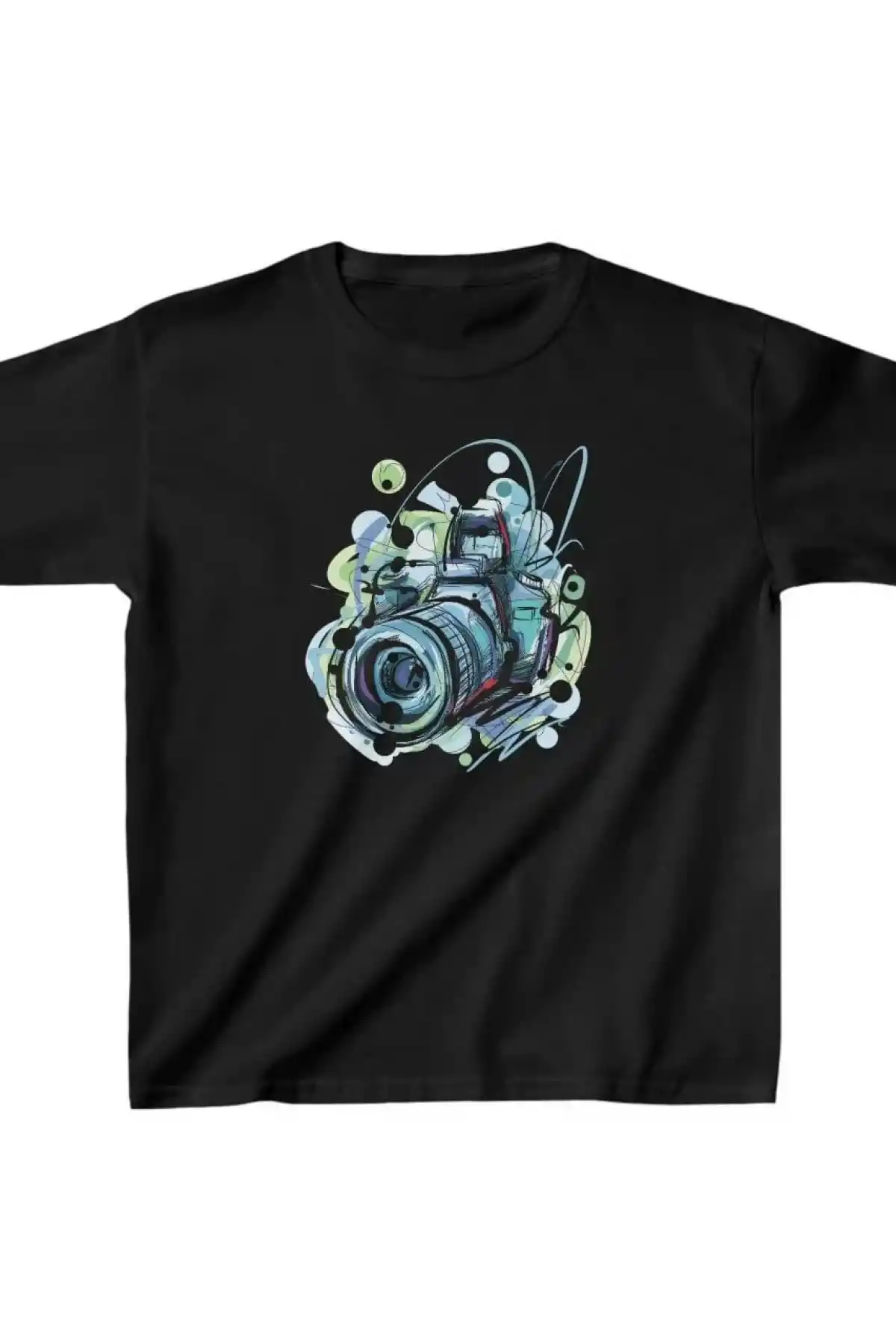 Unisex Çocuk Baskılı T-Shirt - Siyah