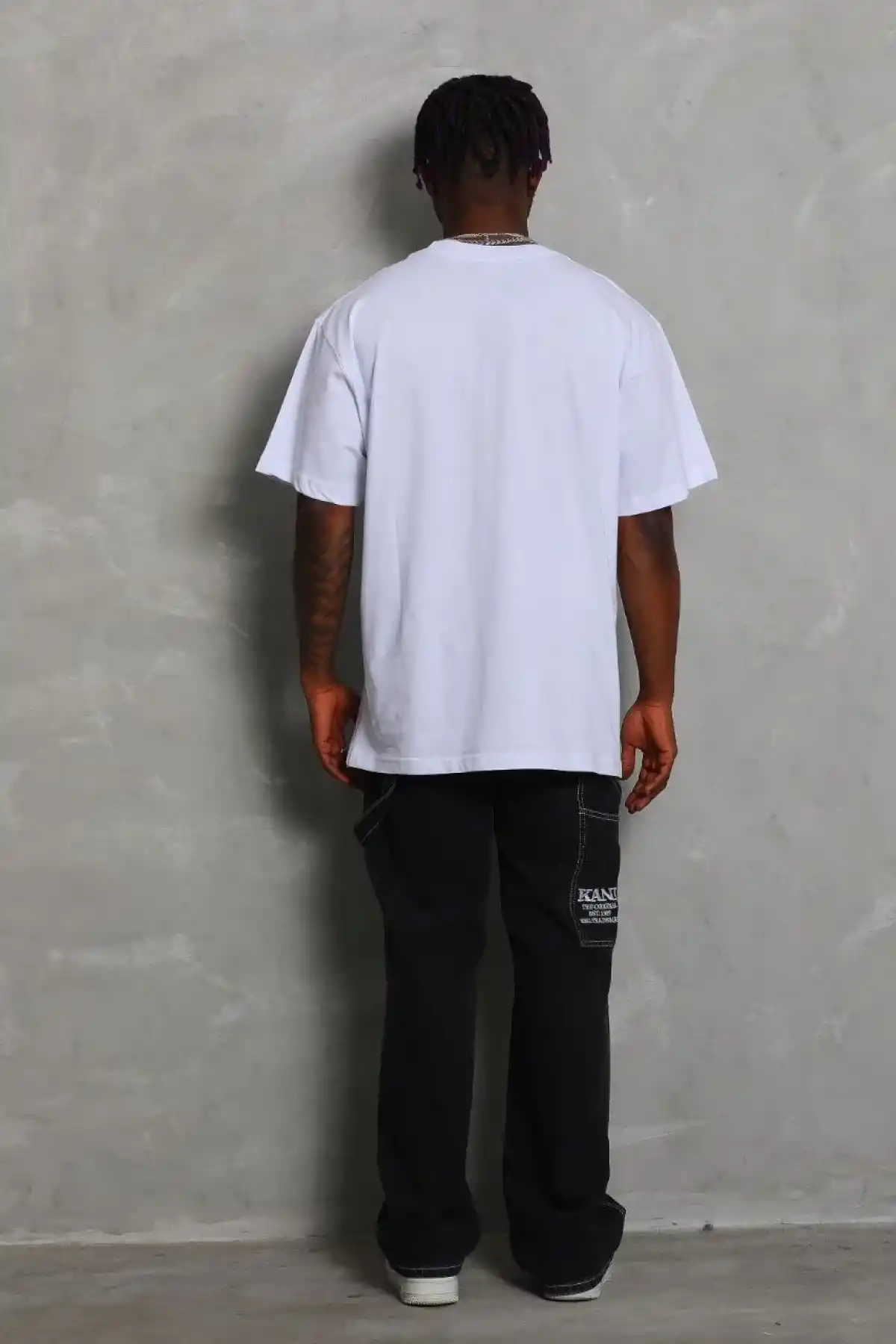 ERKEK Oversize Düz Bisiklet Yaka T-Shirt - Beyaz