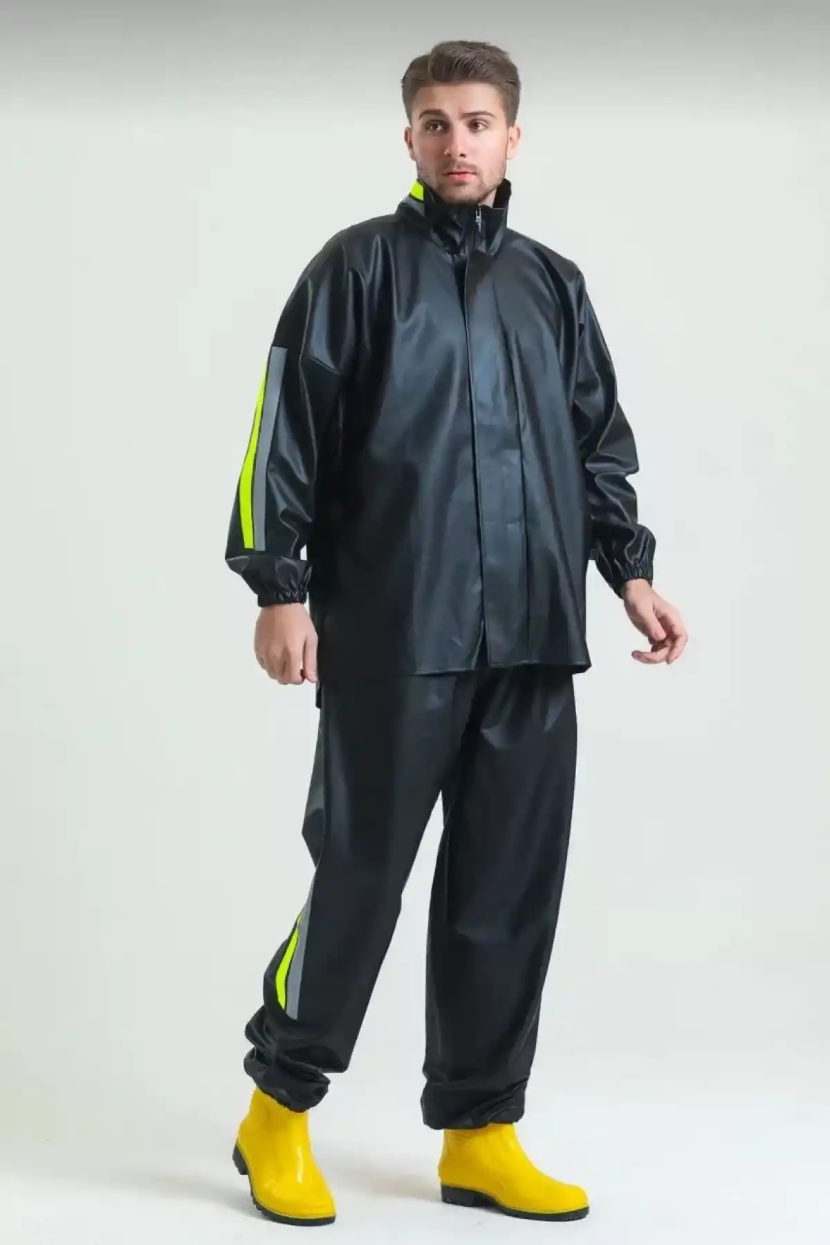 Motorcu Kurye Su Geçirmez Yağmurluk Takım - Siyah