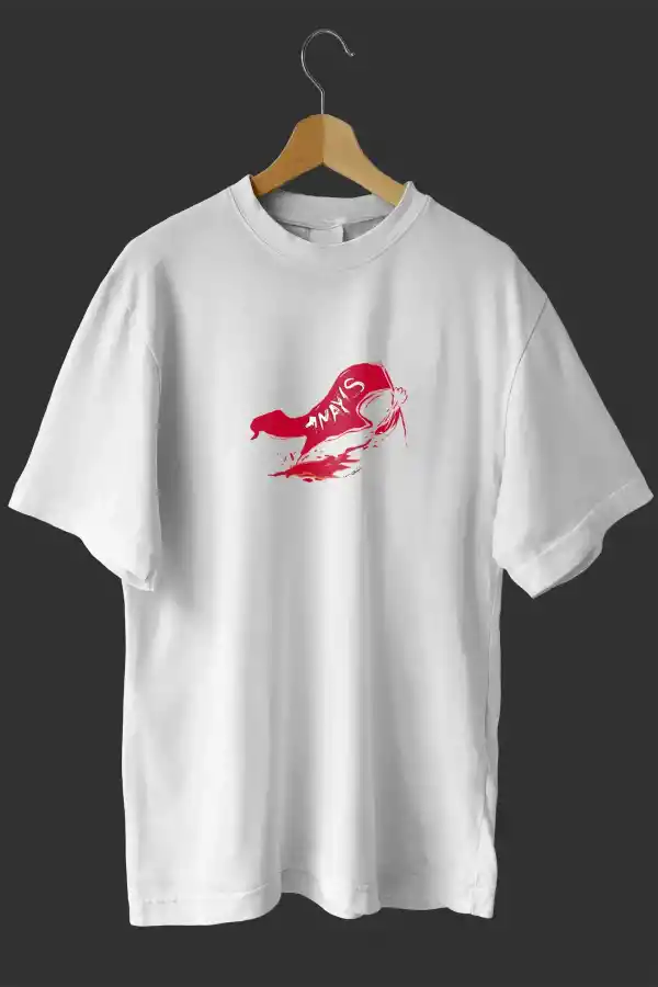 1 Mayıs Emekçiler Günü Baskılı Oversize Bisiklet Yaka T-shirt - Beyaz