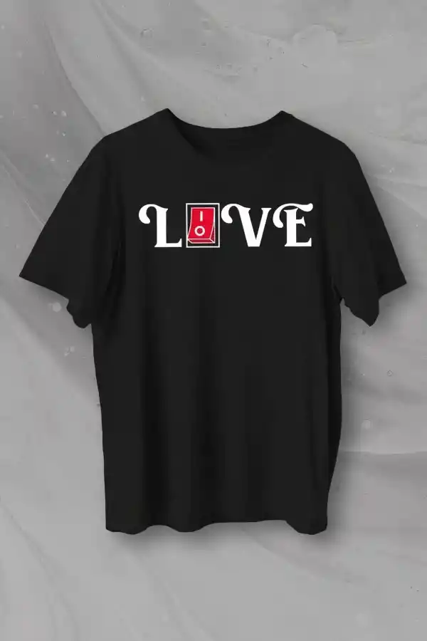 14 Şubat Sevgililer Günü Love Baskılı Oversize Bisiklet Yaka T-shirt - Siyah