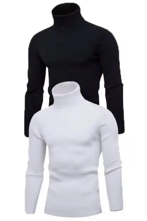 Erkek 2 Adet Kaşkorse Boğazlı Full Likralı Fitilli Slimfit Body