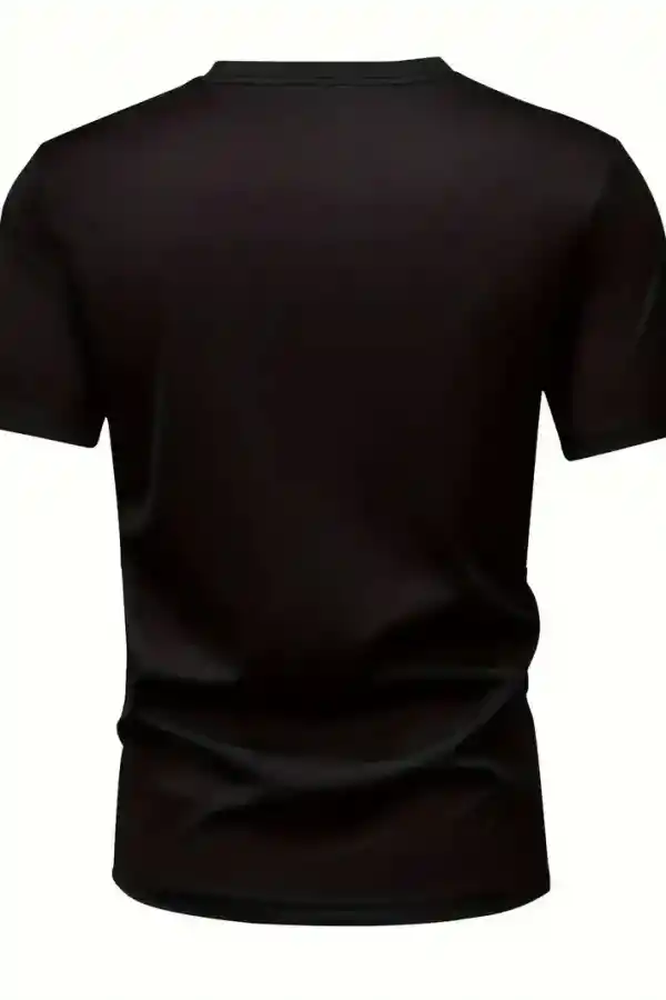 Erkek Kısa Kol Yazlık Tişört Bisiklet Yaka Baskılı Oversize T-Shirt - Siyah