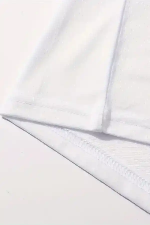 Kadın Kahve Desen Baskılı Tişört Kısa Kol Bisiklet Yaka Oversize T-Shirt - Beyaz