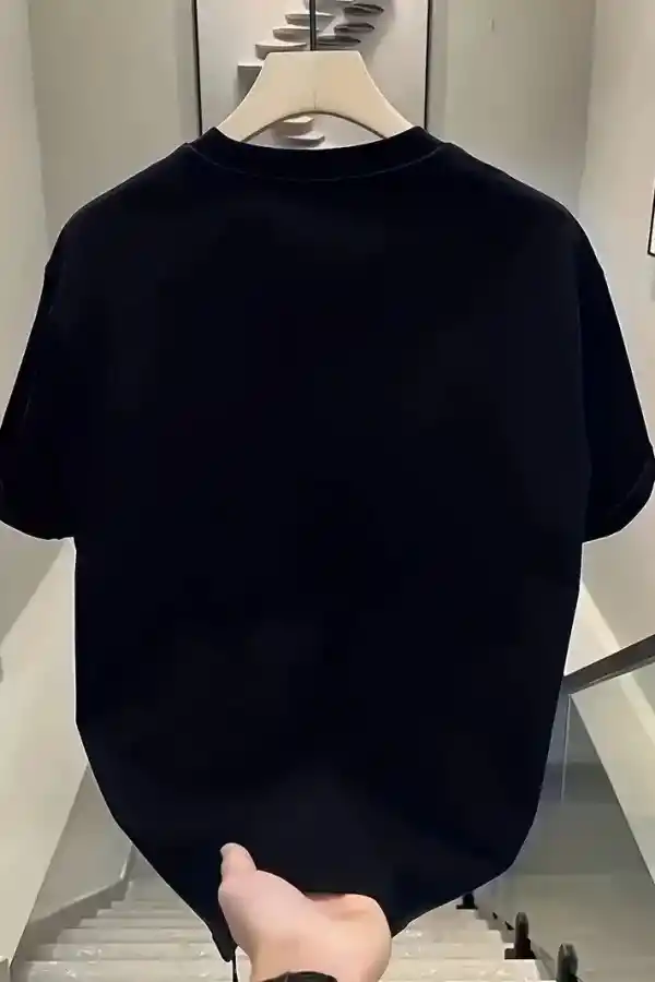 Kadın Kısa Kol Yazlık Tişört Bisiklet Yaka Baskılı Oversize T-Shirt - Siyah