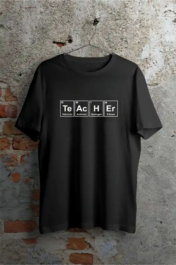 24 Kasım Kimya Öğretmeni Hediyesi Baskılı Bisiklet Yaka T-shirt - Beyaz