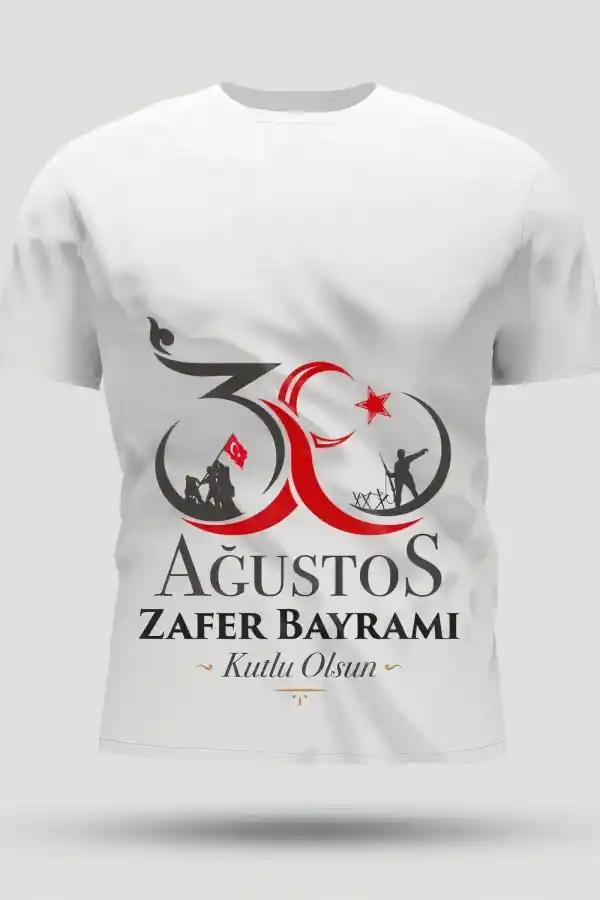 30 Ağustos Zafer Bayramı Baskılı Oversize Bisiklet Yaka T-shirt