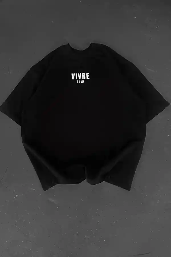 Erkek Ön ve Arka Baskılı T-Shirt Kısa Kol Bisiklet Yaka Regular Fit Tişört -  Siyah