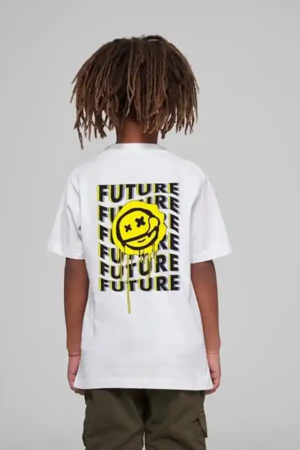 Çocuk Unisex Baskılı T-Shirt - Beyaz