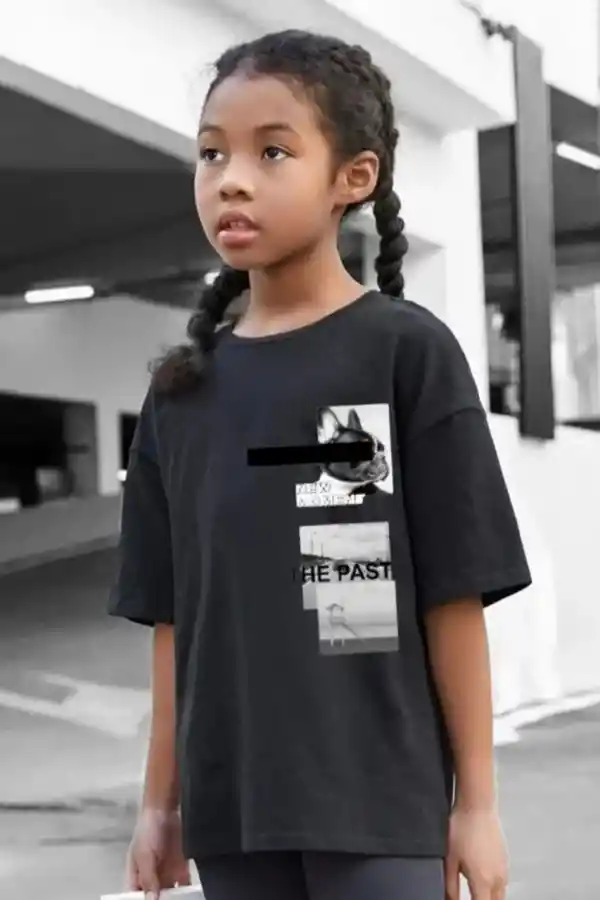 Çocuk Unisex Baskılı T-Shirt - Siyah