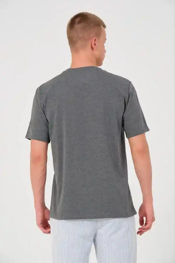 Erkek Düz Bisiklet Yaka Tişört Kısa Kol Yazlık T-Shirt - Antrasit