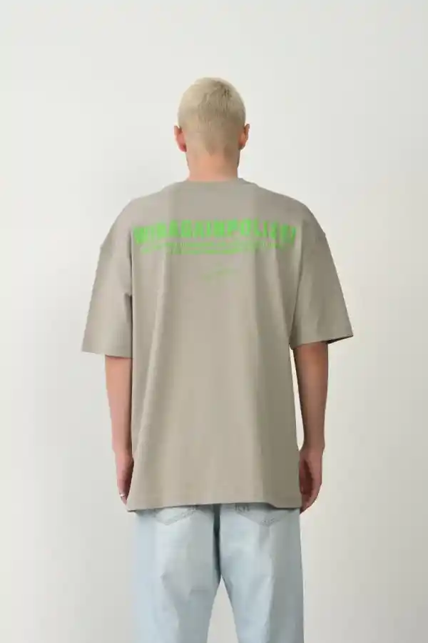Erkek Baskılı T-Shirt Kısa Kol Bisiklet Yaka Rahat Kalıp Tişört  - Boyalı Gri