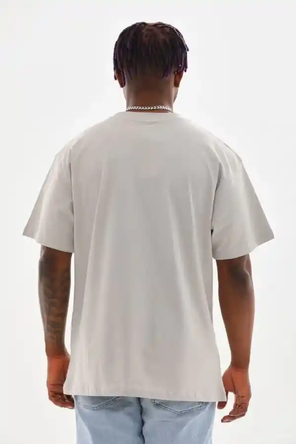 Erkek Baskılı T-Shirt Kısa Kol Bisiklet Yaka Rahat Kalıp Tişört - Gri