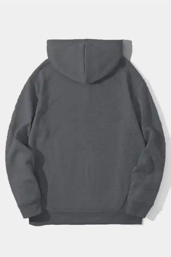 Erkek 3 İplik Pamuklu Kapüşonlu Kanguru Cepli Sweatshirt Hoodie -  Füme