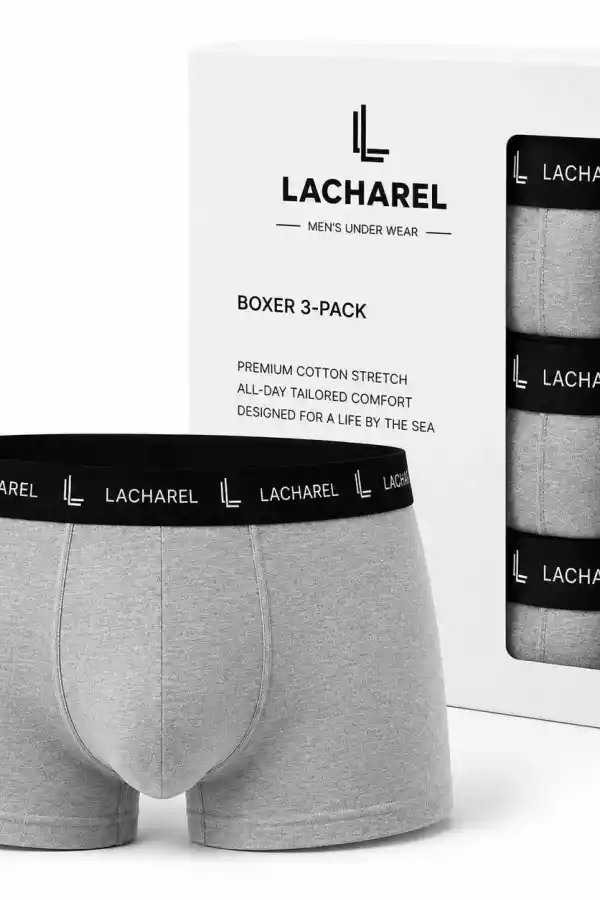 Erkek Likralı Pamuklu Nefes Alan Penye Boxer 3lü Paket - Gri