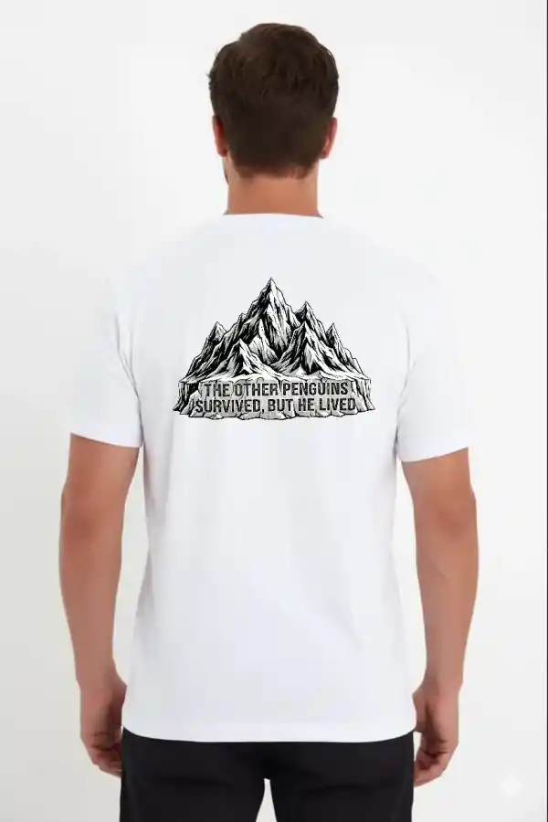 Erkek T-Shirt Nihilist Penguen Baskılı Bisiklet Yaka Kısa kol yazlık Tişört - Beyaz