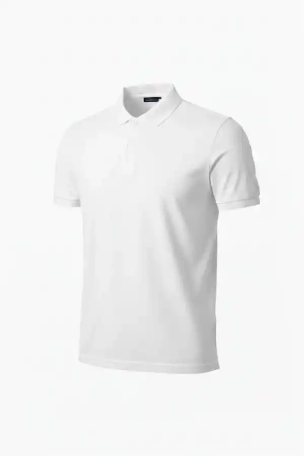 Erkek Polo Yaka Düğmeli Pike Kumaş Tişört Regular Fit Kısa Kol T-Shirt - Beyaz