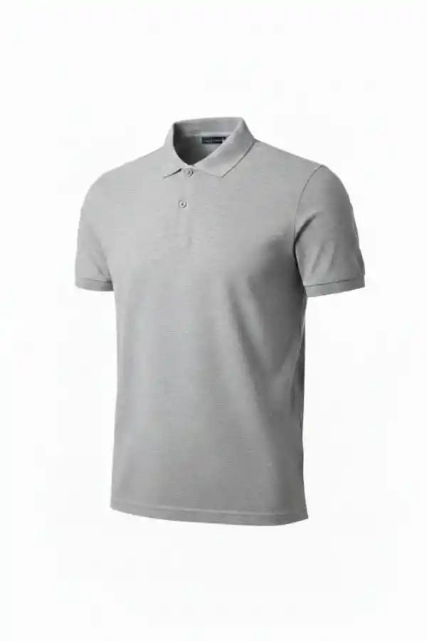 Erkek Polo Yaka Düğmeli Pike Kumaş Tişört Regular Fit Kısa Kol T-Shirt - Gri