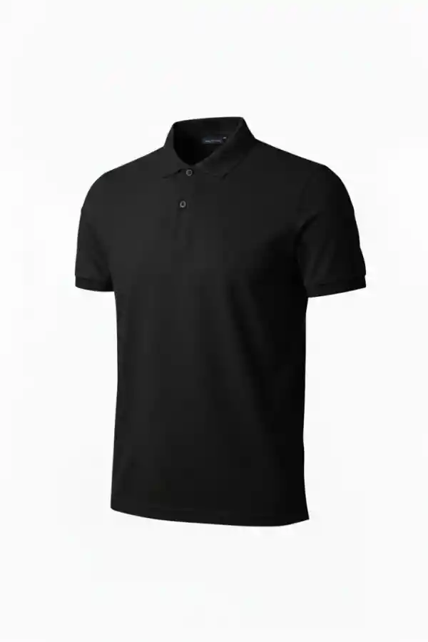 Erkek Polo Yaka Düğmeli Pike Kumaş Tişört Regular Fit Kısa Kol T-Shirt - Siyah