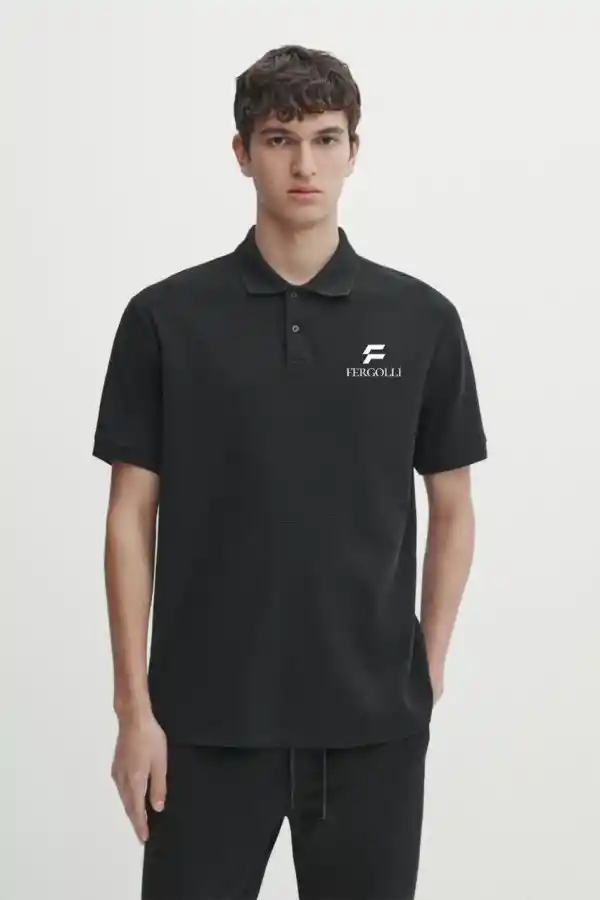 Erkek Pike Polo Yaka Tişört Düğmeli Baskılı T-Shirt - Beyaz