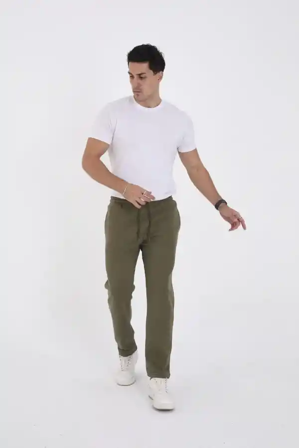 Erkek Üç İplik Basic Eşofman Pantolon - Haki