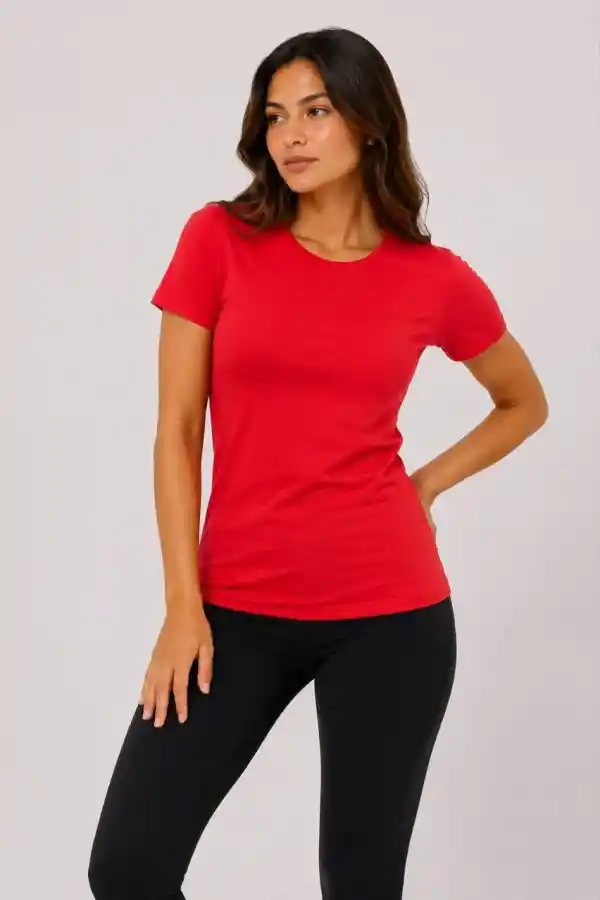 Kadın 3’lü Kısa Kollu Bisiklet Yaka Basic Slim Fit T-Shirt - Kırmızı - Mavi - Turuncu