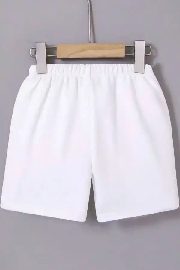 Kadın Beli Lastikli Baskılı Mini Şort - Beyaz