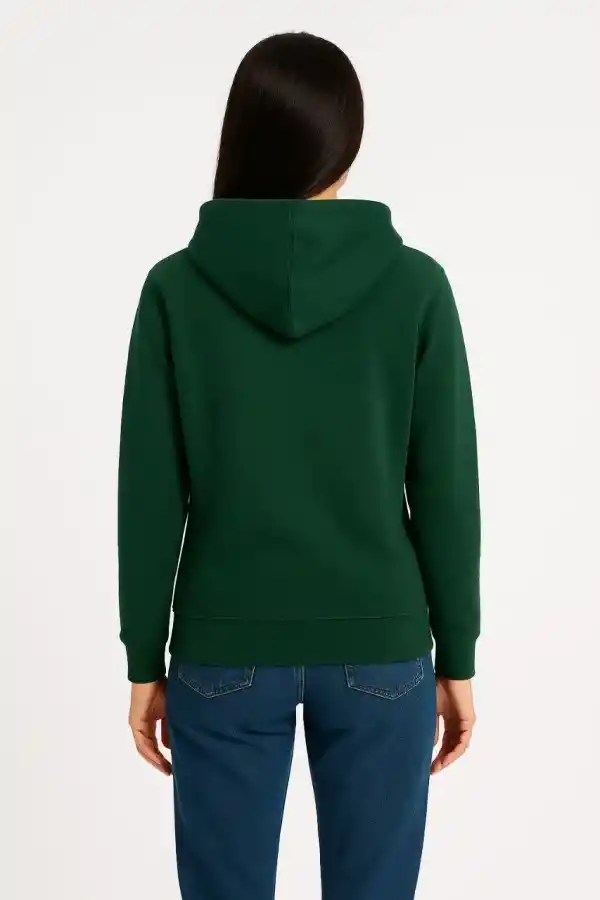 Kadın 3 İplik Pamuklu Kapüşonlu Kanguru Cepli Sweatshirt hoodie - Haki