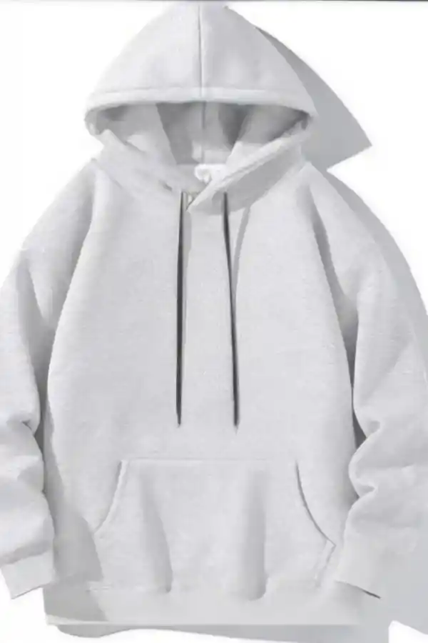 Kadın Kapüşonlu Kanguru Cepli 3 İplik Pamuklu Oversize Hoodie Sweatshirt -  Gri