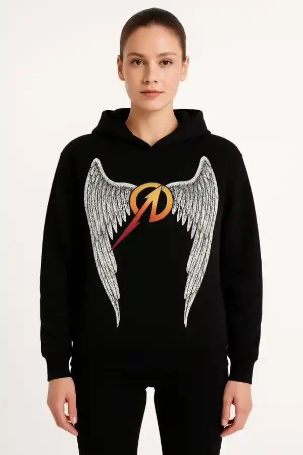 Metallica İki İplik Kapüşonlu Ön ve Arka Baskılı hoodie - Siyah