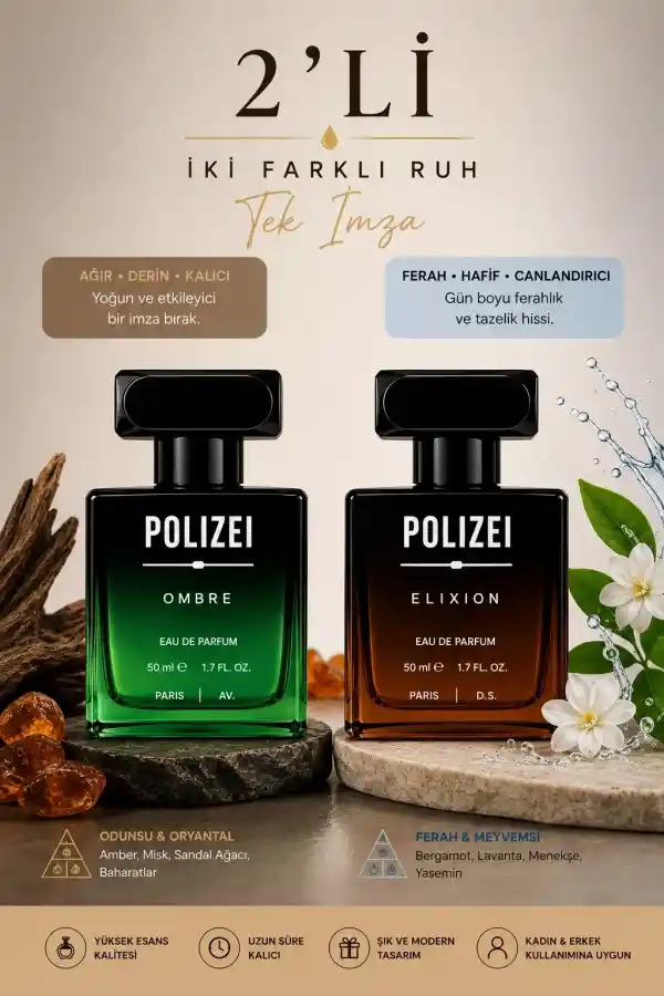 Polizei 2Li Erkek Parfüm EDP 50 ML Kalıcı Odunsu ve Fresh koku
