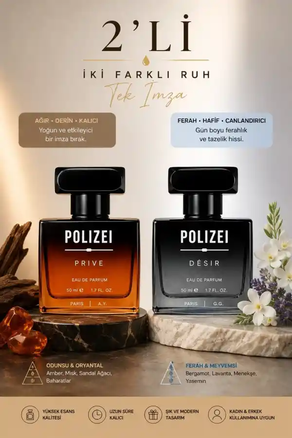 Polizei 2Li Erkek Parfüm EDP 50 ML Kalıcı Odunsu ve Fresh koku