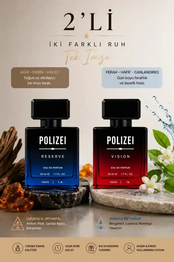 Polizei 2Li Erkek Parfüm EDP 50 ML Kalıcı Odunsu ve Fresh koku