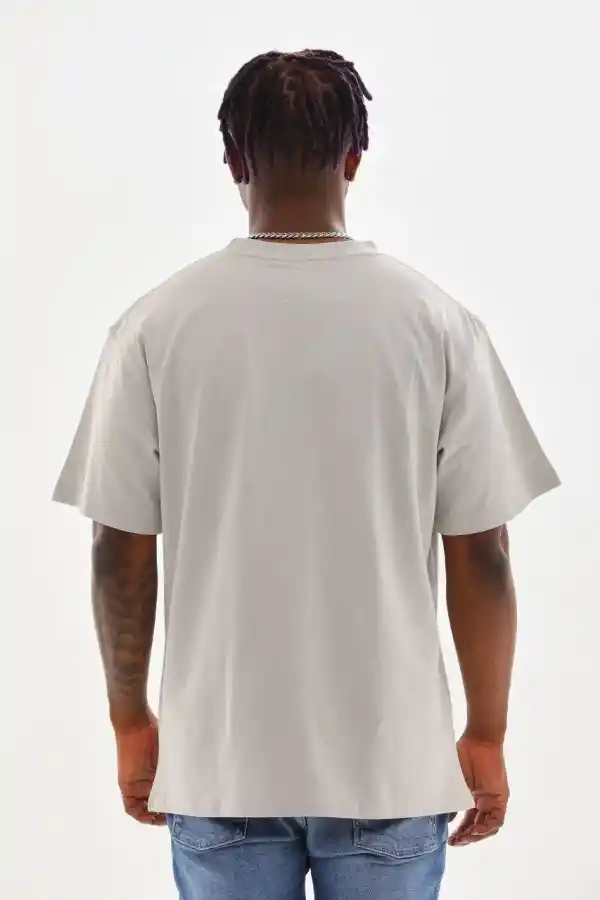 Erkek Baskılı T-Shirt Kısa Kol Bisiklet Yaka Rahat Kalıp Tişört - Gri
