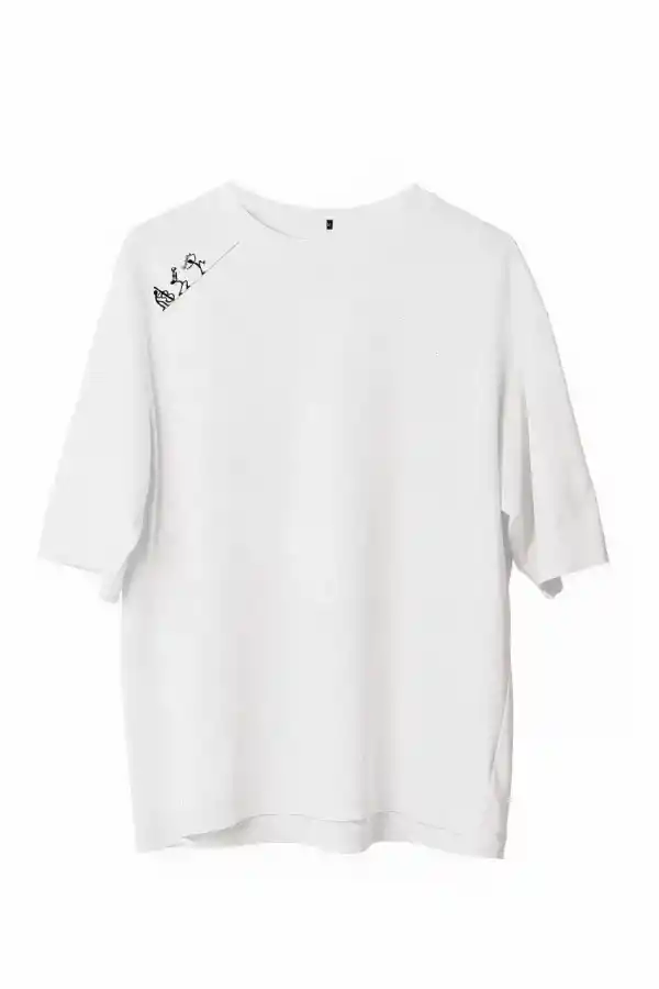 Erkek Baskılı T-Shirt Kısa Kol Bisiklet Yaka Regular Fit Rahat Kalıp Günlük Tişört - Beyaz