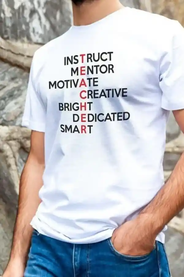 Erkek Kısa Kol Yazlık Tişört Bisiklet Yaka Baskılı Oversize T-Shirt - Beyaz