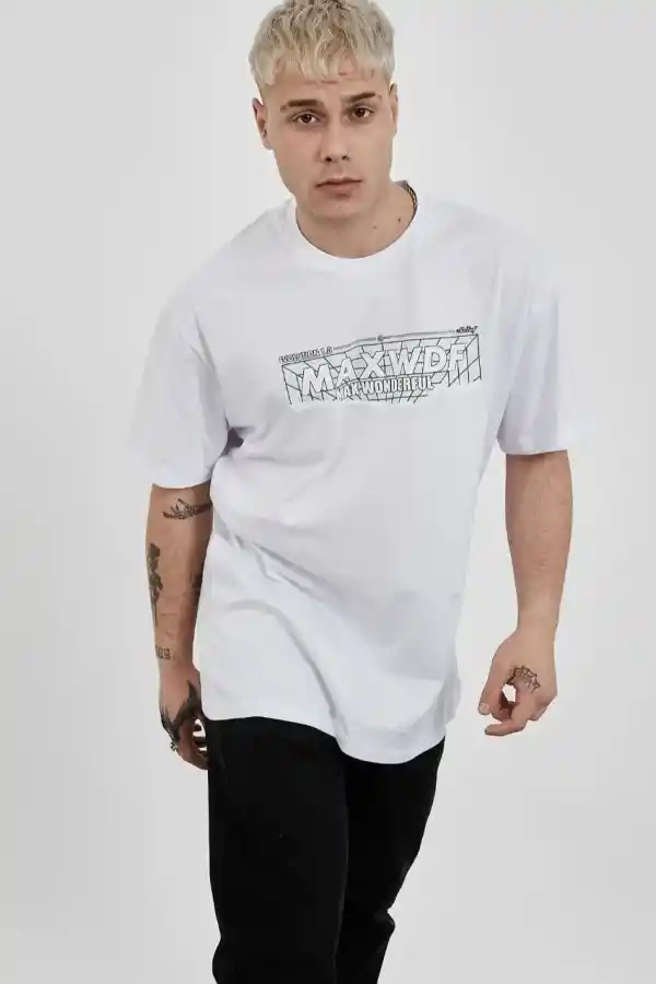 Erkek Kısa Kol Yazlık Tişört Bisiklet Yaka Baskılı Oversize T-Shirt -  Beyaz