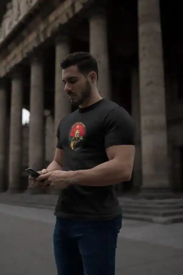 Erkek Kısa Kol Yazlık Tişört Bisiklet Yaka Baskılı Oversize T-Shirt - Siyah