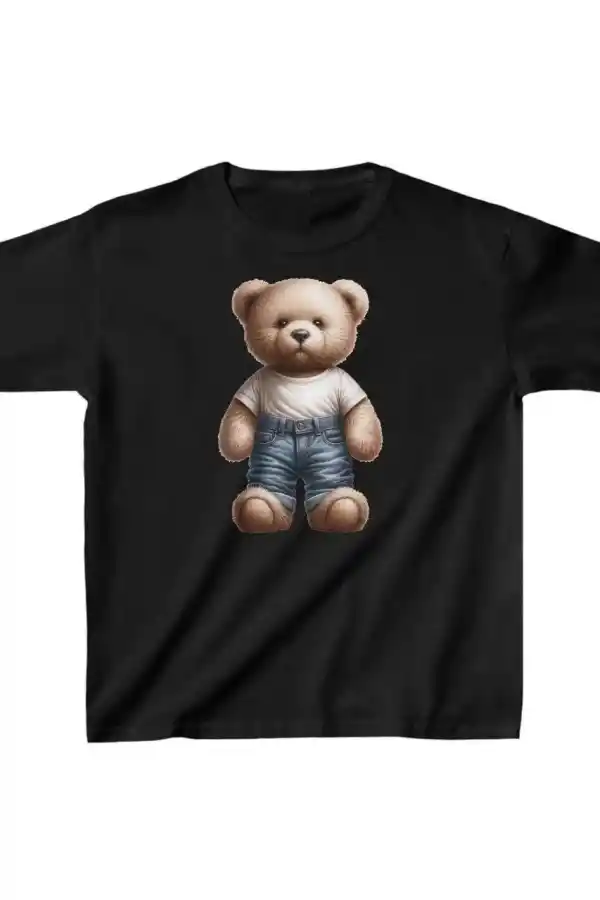 Unisex Çocuk Baskılı T-Shirt - Siyah