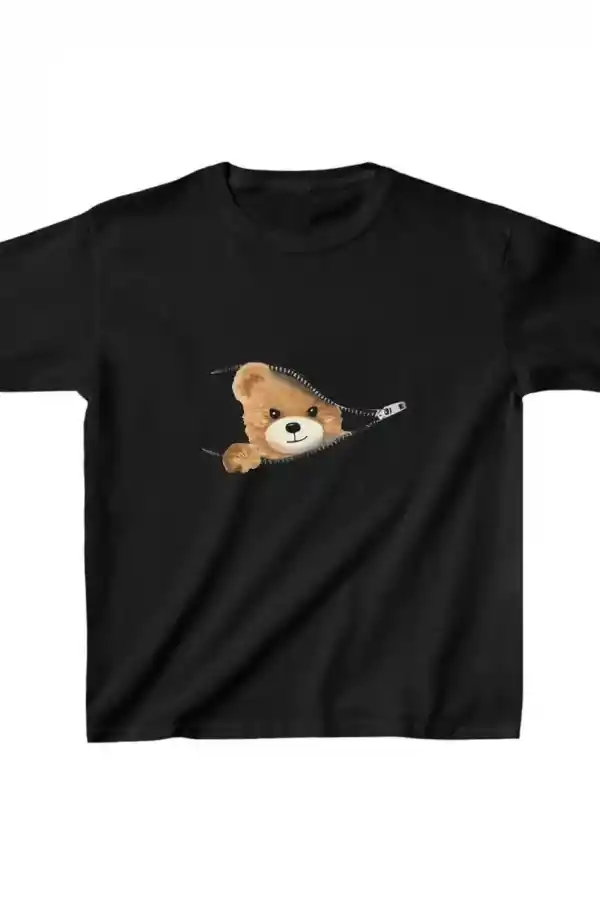 Unisex Çocuk Baskılı T-Shirt - Siyah
