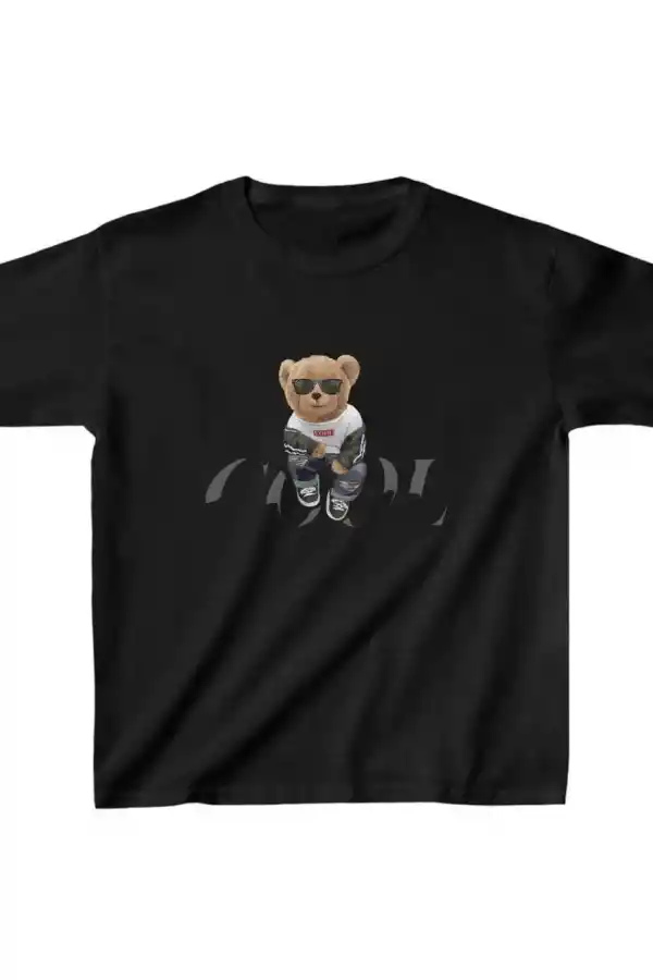Unisex Çocuk Baskılı T-Shirt - Siyah