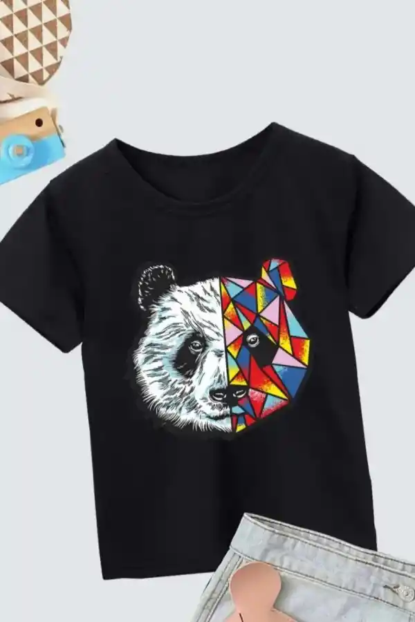 Unisex Çocuk Baskılı T-Shirt - Siyah