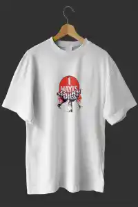 1 Mayıs Emek ve Dayanışma Günü Baskılı Oversize Bisiklet Yaka Tişört - Beyaz
