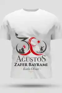 30 Ağustos Zafer Bayramı Baskılı Oversize Bisiklet Yaka T-shirt