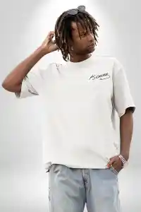 30 Ağustos Zafer Bayramı Ön Arka Baskılı Oversize Bisiklet Yaka T-shirt - Beyaz