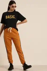 Kadın Kısa Kol Yazlık Tişört Bisiklet Yaka BASIC Baskılı T-Shirt - Siyah