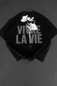 Erkek Ön ve Arka Baskılı T-Shirt Kısa Kol Bisiklet Yaka Regular Fit Tişört -  Siyah