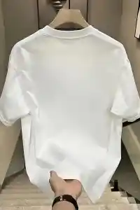 Kadın Kısa Kol Yazlık Tişört Bisiklet Yaka Baskılı Oversize T-Shirt - Beyaz