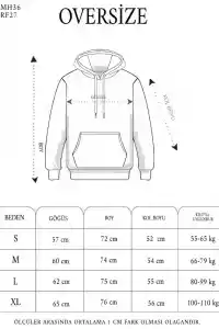 Erkek 3 İplik Pamuklu Oversize Kapüşonlu Nakışlı Hoodie SweatShirt - Siyah